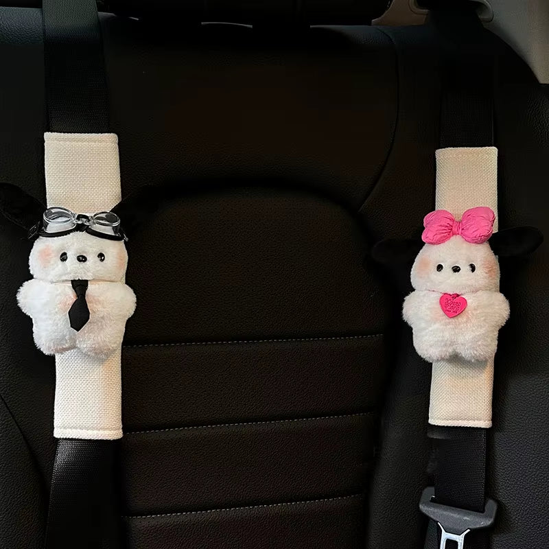 Sanrio Pochacco Cute Car Seat Belt Cover Kawaii Puppy Auto Seat Belt Shoulder Pad Decoration Couple Car Interior Accessories