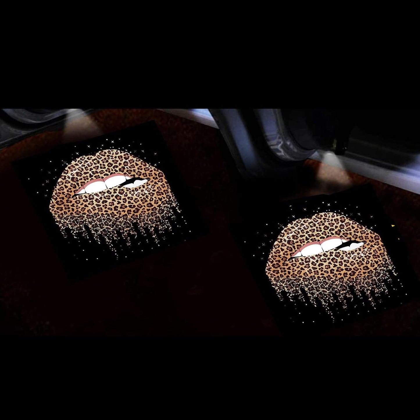 Lips Bite Kiss Me Leopard Cheetah Print Lips Car Door Projector Lights