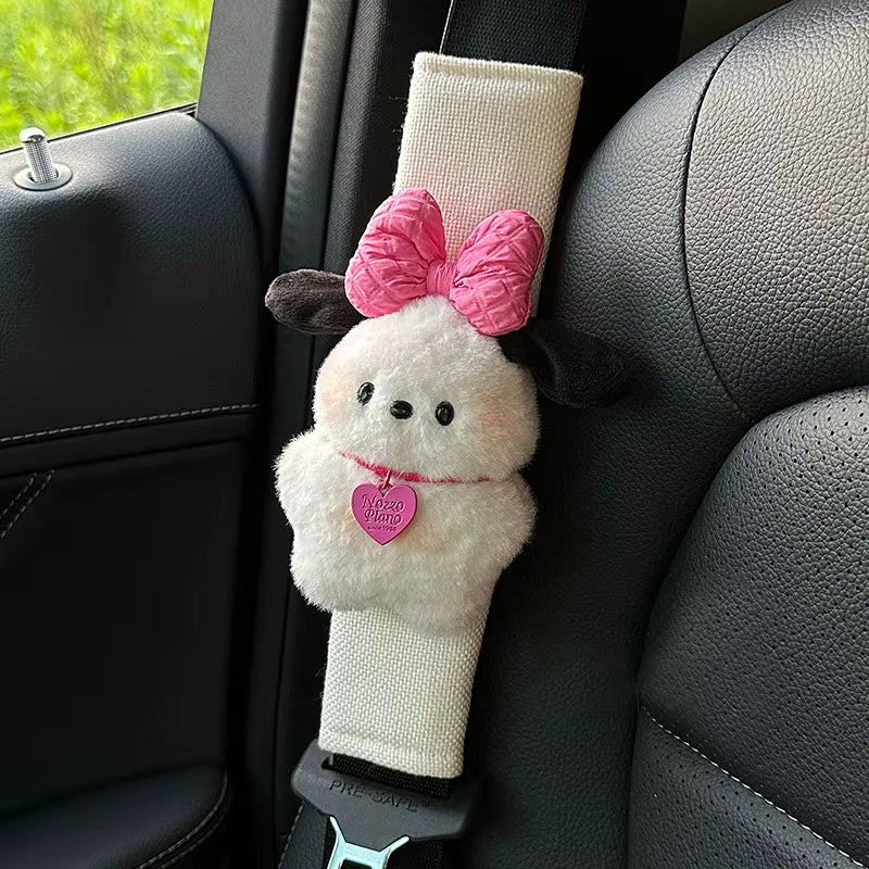 Sanrio Pochacco Cute Car Seat Belt Cover Kawaii Puppy Auto Seat Belt Shoulder Pad Decoration Couple Car Interior Accessories