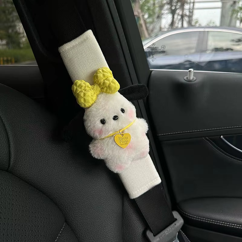 Sanrio Pochacco Cute Car Seat Belt Cover Kawaii Puppy Auto Seat Belt Shoulder Pad Decoration Couple Car Interior Accessories