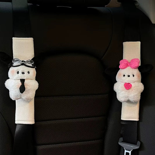 Sanrio Pochacco Cute Car Seat Belt Cover Kawaii Puppy Auto Seat Belt Shoulder Pad Decoration Couple Car Interior Accessories