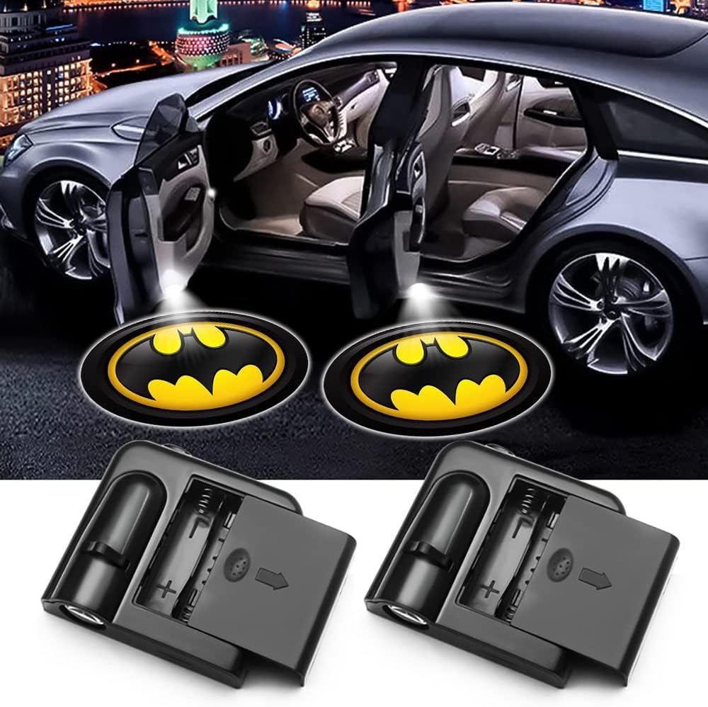 2Pcs for Batman Car Door Lights Logo Projector Led Wireless Car Door Shadow Lights Welcome Courtesy Lights for All Car Models, Clear