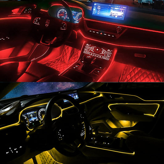 Premium Interior Car LED Strip Lighting Kit with Wireless App and Remote Control, RGB 5-in-1 Ambient Lighting System Featuring 236 Inches of Fiber Optic, 16 Million Color Options, and Music Sync Capability